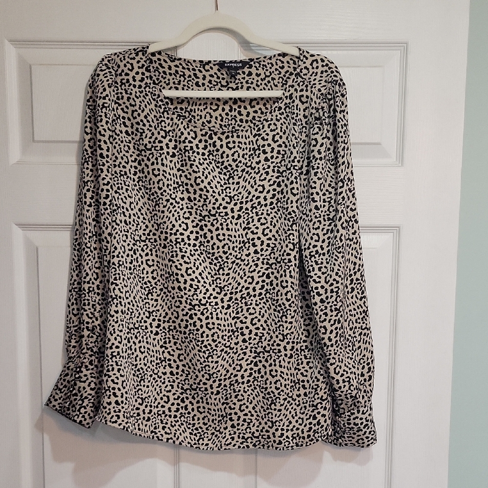 Express Black and Cream Leopard Blouse